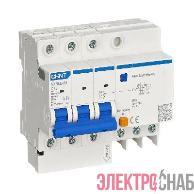 Выключатель автоматический дифференциального тока 4п (3P+N) C 32А 30мА тип AC 6кА NXBLE-63 (R) CHINT 982115