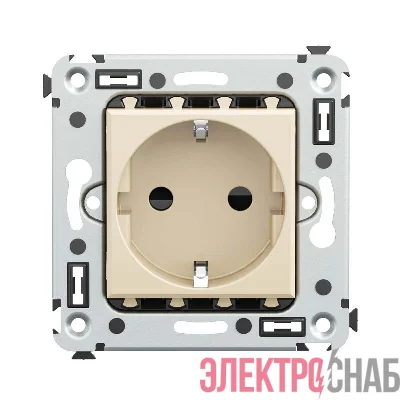 Розетка 1-м СП 2мод. Avanti "Ванильная дымка" 16А IP20 2P+E защ. шторки беж. DKC 4405003