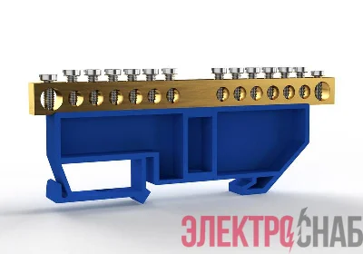 Шина нулевая на DIN-изоляторе 6х9мм 14 отвер. латунь TOKOV ELECTRIC TKE-BCB-69-14-DIN/N