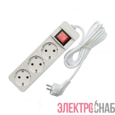 Удлинитель 3х3м с заземл. 16А IP20 3.5кВт ПВС с выкл. Союз 481S-8303