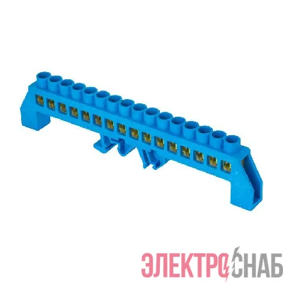 Шина нулевая N 8х12 16 отверстий синий нейлоновый корпус комбинированный латунь PROxima EKF sn0-125-16-dn