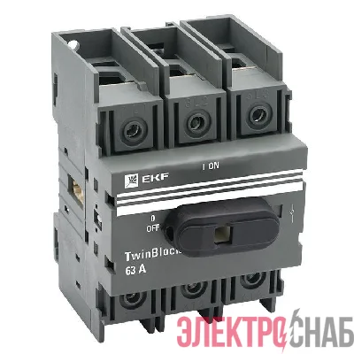 Рубильник 3п 63А с рукояткой управления для прямой установки TwinBlock EKF tb-63-3p-f