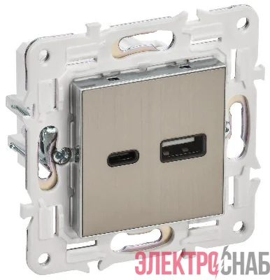 Розетка USB A+C 18Вт SKANDY SK-R13N никель IEK SK-U22-018-K50
