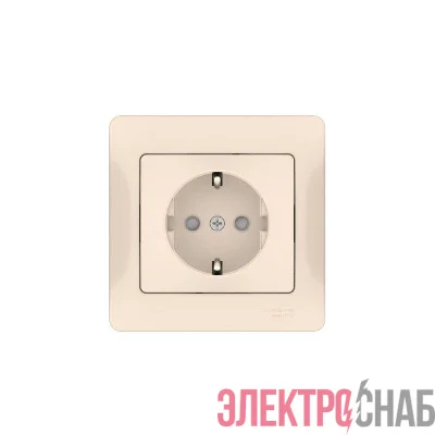 Розетка Glossa 16А с заземл. защ. шторки быстрозажим. клем. в сборе беж. SE GSL000244S