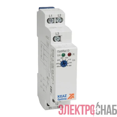Реле контроля фаз OptiRel D PHS-3-1M-08-PP-2 без настр повышенного/пониженного асимметрии 3Ф 2СО КЭАЗ 332001