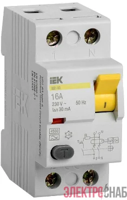 Выключатель дифференциального тока (УЗО) 2п 16А 30мА тип A ВД1-63 KARAT IEK MDV11-2-016-030