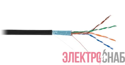 Кабель F/UTP кат.5E (класс D) 4 пары 100МГц ОЖ BC чистая медь внешн. PE до -40град.C черн. (уп.305м) NETLAN EC-UF004-5E-PE-BK