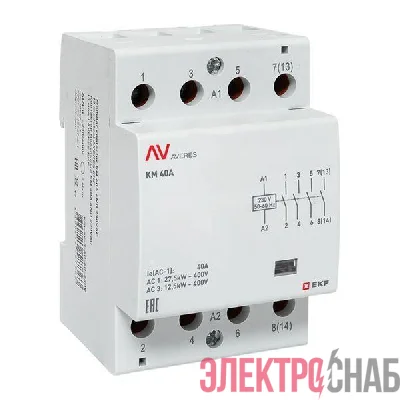 Контактор модульный КМ 40А 4NO 230В AC (3 мод.) AVERES EKF km-av-3-40-40-230V