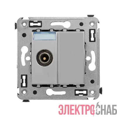 Розетка телевизионная проходная TV СП Avanti "Закаленная сталь" DKC 4404513