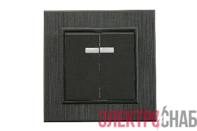 Выключатель 2-клав. с подсветкой Karea LINE STAR чер.Makel 86054023