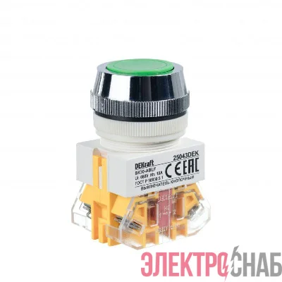 Выключатель кнопочный ABLF ВК-30 d30мм 220В зел. DEKraft 25043DEK