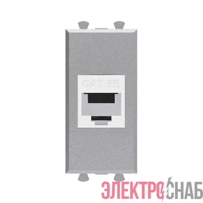 Розетка компьютерная 1мод. Avanti "Закаленная сталь" RJ45 кат.5E без шторок модульная механизм DKC 4404661