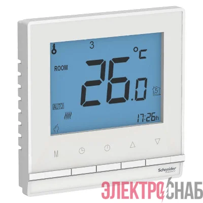 Термостат электронный AtlasDesign 16А для теплого пола с датчиком +5-+35град.C в сборе бел. SE ATN000138