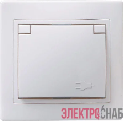 Розетка 1-м СП Кварта РСбш10-3-КБ 16А IP20 с заземл. защ. шторки с крышкой бел. IEK ERK12-K01-16-DM