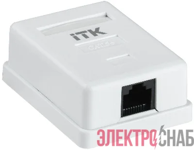 Розетка информационная RJ45 кат.5е UTP 1-порт настенная бел. ITK CS2-1C5EU-12
