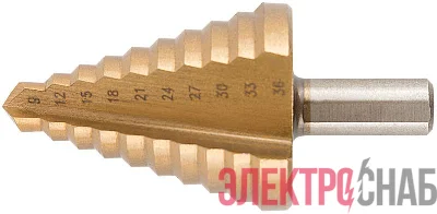 Сверло по металлу ступенчатое 9-36мм 9 ступеней HSS КУРС 36404