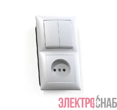Блок СП БКВР-409 Селена (2-кл. выкл. + розетка) бел. Кунцево 8201