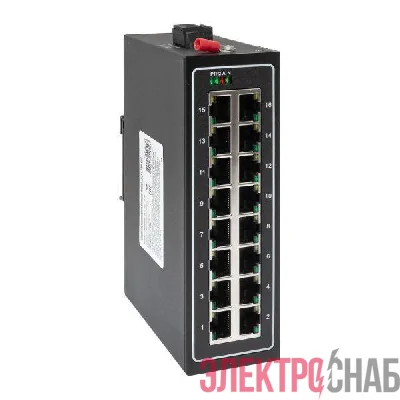 Коммутатор неуправляемый промышленный U-16T 16 портов 10/100Base-T(X) RJ45 монтаж на DIN-рейку TSX EKF TSX-U-16T