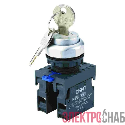 Переключатель с ключом NP8-11Y/21 2 полож. с фиксацией 1НО+1НЗ IP65 (R) CHINT 667180