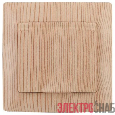 Розетка 1-м СП Solo 4-203-11 16А IP20 250В 2P+E Schuko с заземл. с крышкой сосна Intro Б0053665