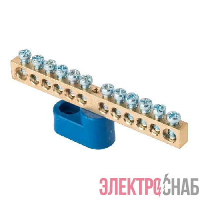 Шина нулевая N 6х9 12 отвер. латунь син. угловой изолятор PROxima EKF sn0-63-12-1