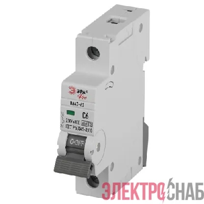 Выключатель автоматический 1п C 6А 4.5кА ВА47-63 PRO ЭРА Б0059403