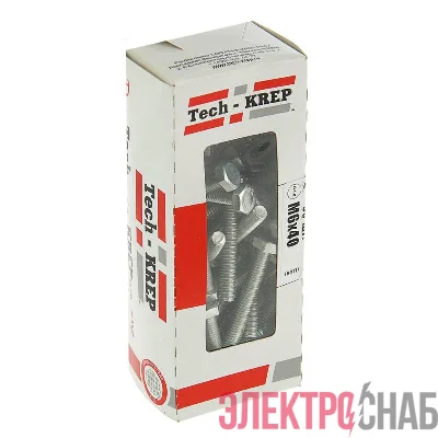 Болт DIN933 с шестигранной головкой М6х40 оцинк. (уп.50шт) Tech-KREP 105204