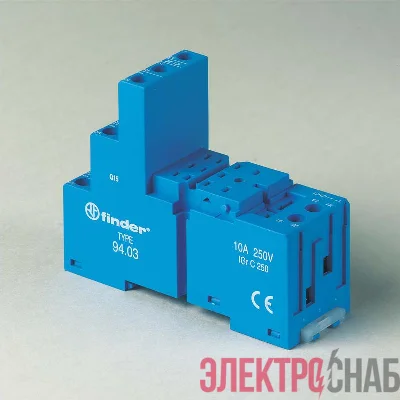 Розетка с винт. клеммами (с зажимной клетью) для реле 55.33 таймера 85.03 модули 86.00 99.02 в комплекте пластик. клипса 094.91.3 син. FINDER 9403SPA