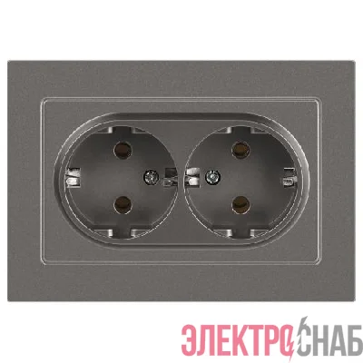 Розетка 2-м СП Accent 6-205-09 16А IP20 250В 2P+E Schuko AL/CU титан Intro Б0063500