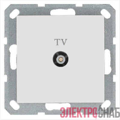 Розетка телевизионная оконечная TV Ф9.5мм механизм бел. глянцевый Jasmart G6001W