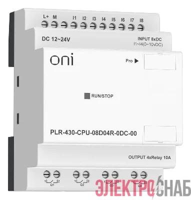 Модуль ЦПУ ПЛК 430 8 DI 4 RO 24В DC без экрана ONI PLR-430-CPU-08D04R-0DC-00