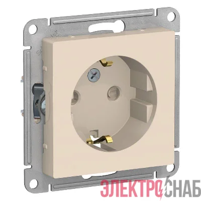Розетка 1-м СП AtlasDesign 16А IP20 с заземл. защ. шторки механизм беж. SE ATN000245
