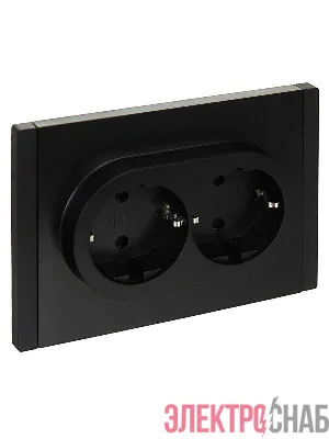 Розетка 2-м СП FORTE&PIANO FP123 16А с заземл. защ. шторки безвинт. крепл. черн. IEK FP-R24-16-1-K02
