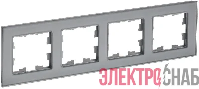 Рамка 4-м BRITE РУ-4-2-БрСе стекло сер. IEK BR-M42-G-K03