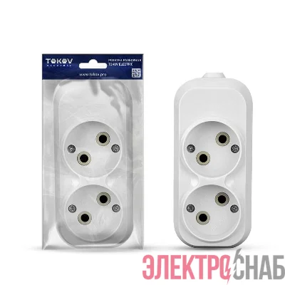 Колодка удлинителя 2-м 10А без заземл. АБС-пластик бел. TOKOV ELECTRIC TKE-C01-KU2