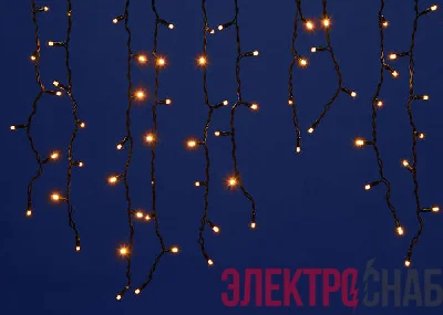 Гирлянда "Бахрома" светодиодная ULD-B3010-200/TBK WARM WHITE IP67 с эффектом мерцания Uniel UL-00003934