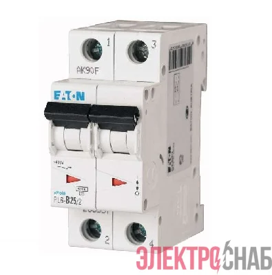 Выключатель автоматический модульный 2п C 25А 6кА PL6-C25/2 EATON 286569