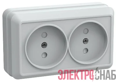 Розетка 2-м ОП Октава РСш22-2-ОБ 10А IP20 без заземл. защ. шторки бел. GENERICA ERO23-K01-10-DC