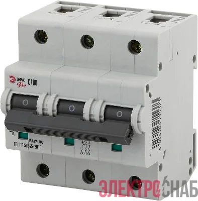 Выключатель автоматический модульный 3п C 100А ВА47-100 Pro NO-901-31 ЭРА Б0031792