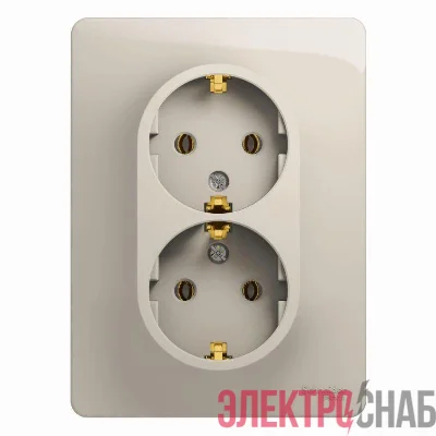 Розетка 2-м СП Glossa 16А IP20 250В с заземл. в сборе молоч. SE GSL000924