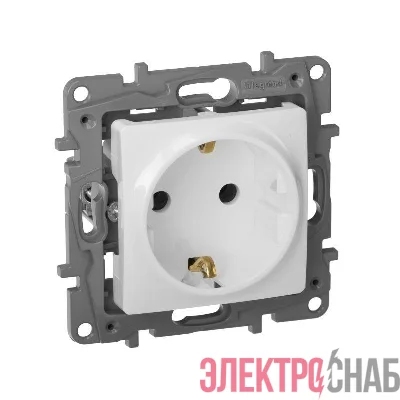 Розетка 1-м СП Etika 16А IP20 250В 2P+E с заземл. немецк. стандарт винтов. клеммы механизм бел. IEK 672221