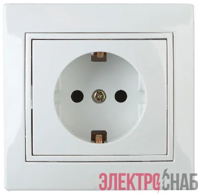 Розетка 1-м СП Plano 1-202-01 16А IP20 250В 2P+E Schuko бел. Intro Б0053874