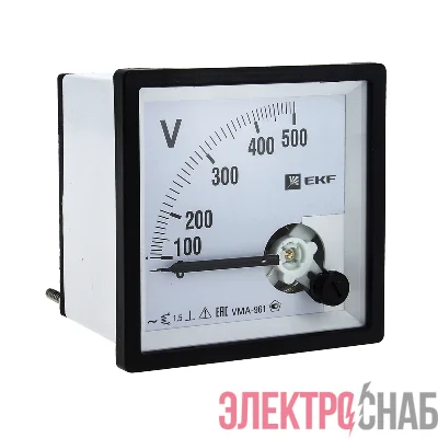 Вольтметр аналоговый VM-A961 на панель 96х96 (квадратный вырез) 500В прямое подкл. EKF vm-a961-500/vma-961-500