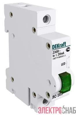 Лампа сигнальная ЛС-101 на DIN-рейку 1p зел. LED DEKraft 18004DEK