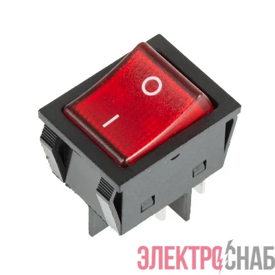 Выключатель клавишный 250В 25А (4с) ON-OFF красн. с подсветкой REXANT 36-2343
