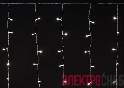 Гирлянда "Бахрома" 4.5х0.7м 200LED тепл. бел. IP44 провод прозр. 230В транзит IEK LGDU301-1-200-L3-T-S-44