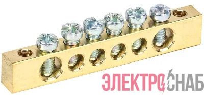 Шина PEN &quot;земля-ноль&quot; 6х9мм 6/2 (6групп/крепеж по краям) IEK YNN11-06-100