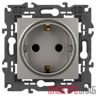Розетка Elegance 14-2102-16 16А 250В 2P+E Schuko защ. шторки титан Эра Б0065806