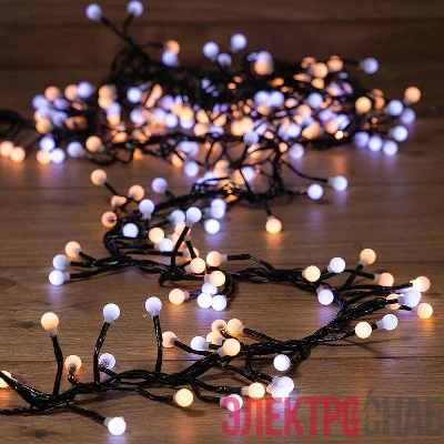 Гирлянда светодиодная "Мишура LED" 3м 288LED бел./тепл. бел. 18Вт 220-240В IP20 провод ПВХ темн. зел. Neon-Night 303-608