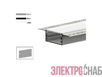 Профиль алюминиевый для встраивания в ГКЛ 2000х88х17 (46.7х17.9 площадка для ленты 37.2мм) (дл.2м) VARTON V4-R0-70.0001.KIT-8817BG